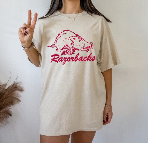 Arkansas Razorbacks Vintage Tee, Game Day Football Apparel for Fans, NCAA Shirts - Image 4
