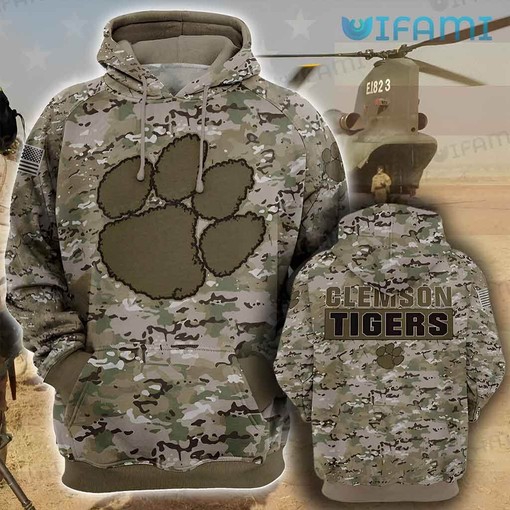 Army Camo Clemson Tigers 3D Hoodie All Over Print for Men and Women