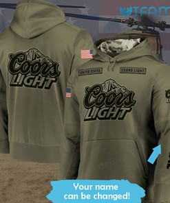 Army Style Coors All Over Print 3D Hoodie with Custom Name for Beer Lovers