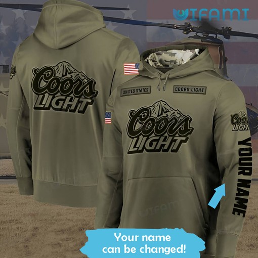 Army Style Coors All Over Print 3D Hoodie with Custom Name for Beer Lovers