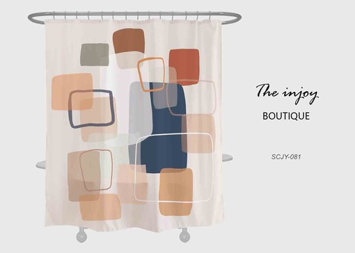 Art Deco Geometric Print Shower Curtain, Modern Bathroom Decor, Waterproof Curtain with Hooks