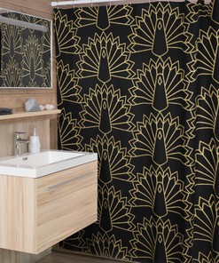 Art Deco Shower Curtain, Retro 1920s Tub Accessory