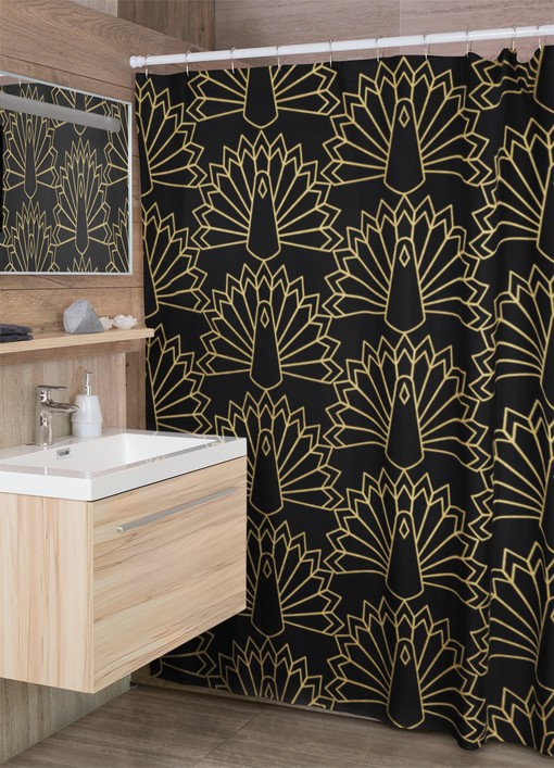 Art Deco Shower Curtain, Retro 1920s Tub Accessory