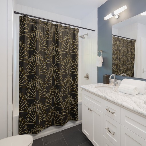 Art Deco Shower Curtain, Retro 1920s Tub Accessory - Image 2