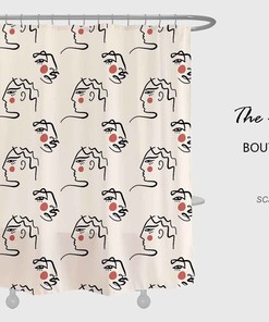 Art Line Pattern Shower Curtain | Simple Style Bath Decor | Waterproof & Washable | Customizable