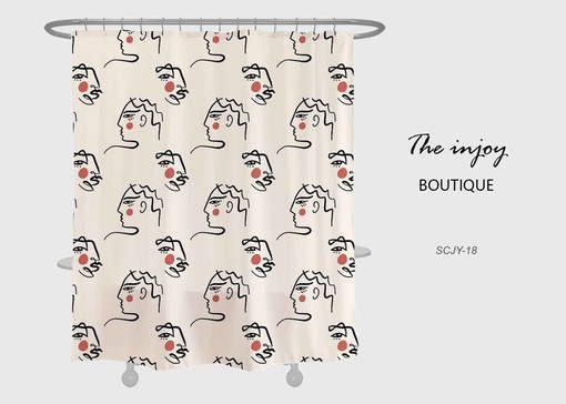 Art Line Pattern Shower Curtain | Simple Style Bath Decor | Waterproof & Washable | Customizable