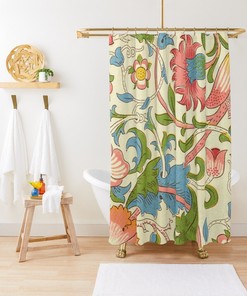 Art Nouveau Floral Shower Curtain with High-Quality Material and Hooks Included