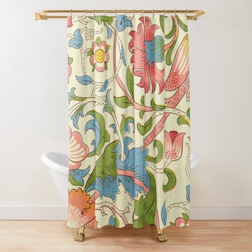 Art Nouveau Floral Shower Curtain with High-Quality Material and Hooks Included - Image 2