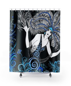 Art Nouveau Retro Shower Curtain: Mid Century Modern Bath Decor