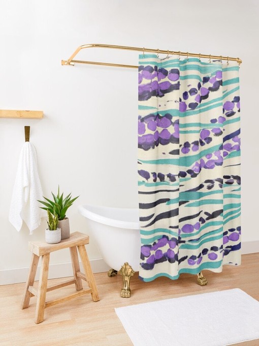 Art Nouveau Shower Curtain - Unique and Eco-Friendly Boho Bathroom Art - Image 4