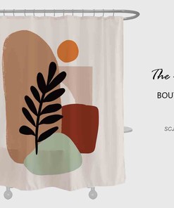 Artistic Bohemian Shower Curtain with Sun and Tree Design, Perfect for a Unique Boho Style