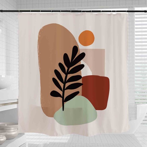 Artistic Bohemian Shower Curtain with Sun and Tree Design, Perfect for a Unique Boho Style - Image 2