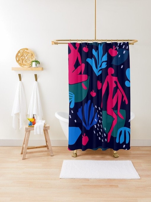 Artistic Boho Shower Curtain - Featuring Henri Matisse Illustration - Eco-Friendly and Water-Resistant