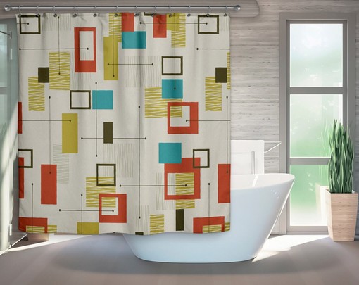 Artistic Christmas Mid Century Modern Shower Curtain: Kunst Duschvorhang