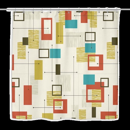 Artistic Christmas Mid Century Modern Shower Curtain: Kunst Duschvorhang - Image 2