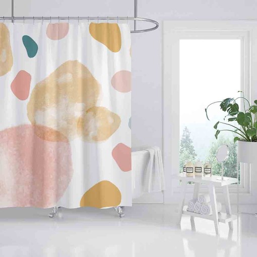 Artistic Colorful Ink Painting Shower Curtain, Beautiful Waterproof Bathroom Accessory, Customized Sizes for Unique Look - Image 2