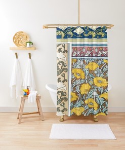 Artistic Disney Floral Boho Shower Curtain - Chic and Eco-Friendly Bathroom Decor with Hooks