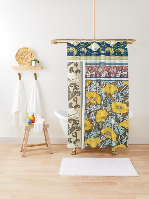 Artistic Disney Floral Boho Shower Curtain - Chic and Eco-Friendly Bathroom Decor with Hooks