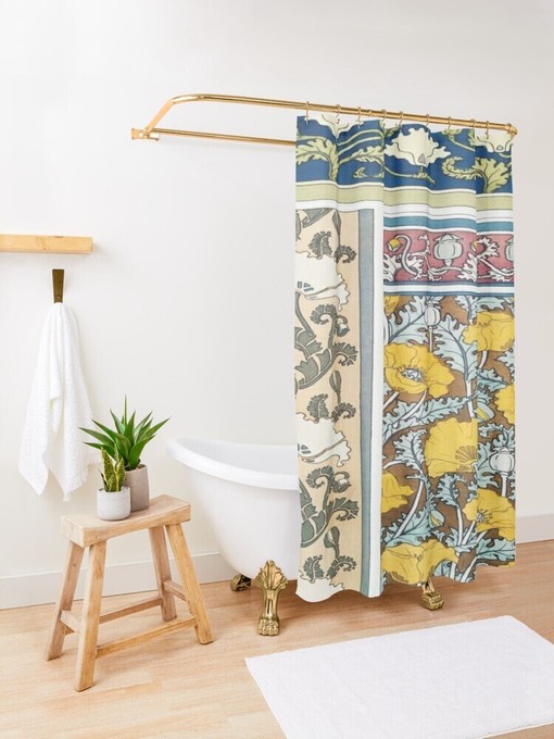 Artistic Disney Floral Boho Shower Curtain - Chic and Eco-Friendly Bathroom Decor with Hooks - Image 3