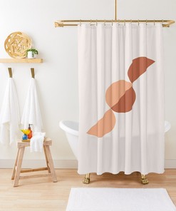 Artistic Earth Colors Abstract Shower Curtain with Minimalist Art Curtain and Extra-Durable Water Resistance