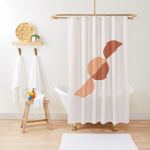 Artistic Earth Colors Abstract Shower Curtain with Minimalist Art Curtain and Extra-Durable Water Resistance