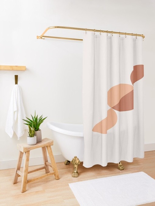 Artistic Earth Colors Abstract Shower Curtain with Minimalist Art Curtain and Extra-Durable Water Resistance - Image 2