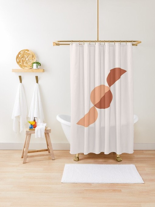 Artistic Earth Colors Abstract Shower Curtain with Minimalist Art Curtain and Extra-Durable Water Resistance - Image 3