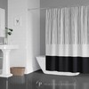 Artistic Post Modern Abstract Shower Curtain with Line Art Pattern for Modern Black and White Bath Decor