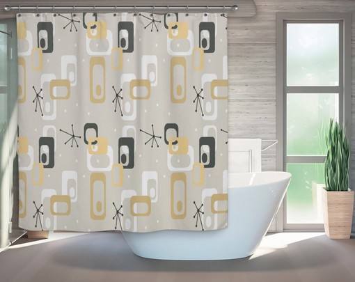 Artistic Retro Mid Century Modern Shower Curtain for Your Bathroom Decor