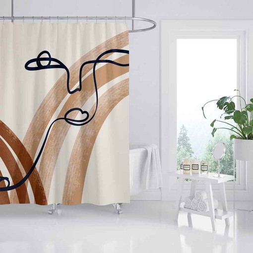 Artistic Simple Modern Abstract Shower Curtain - Waterproof and Custom Sizes Available - Image 2