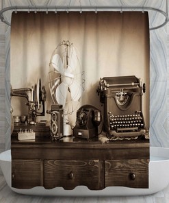 Artistic Vintage Appliances Shower Curtain for Your Retro Bathroom Decor