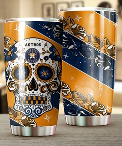 Astros Skull Personalized Engraving MLB Tumbler for Fans with Logo