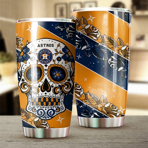Astros Skull Personalized Engraving MLB Tumbler for Fans with Logo
