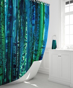 At Home Shower Curtains Blue Boho Shower Curtain with Gypsy Soul Print