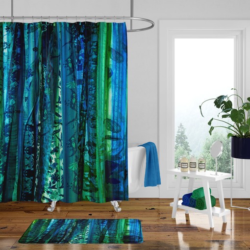 At Home Shower Curtains Blue Boho Shower Curtain with Gypsy Soul Print - Image 2