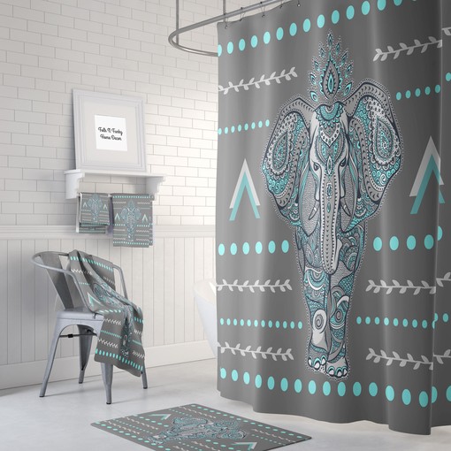 At Home Shower Curtains Boho Elephant Shower Curtain