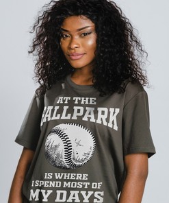 At the Ballpark is Where I Spend Most of My Days Unisex Tees with Softball Shirt and Baseball Shirt Quote