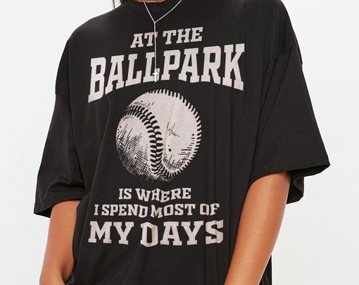 At the Ballpark is Where I Spend Most of My Days Unisex Tees with Softball Shirt and Baseball Shirt Quote - Image 2