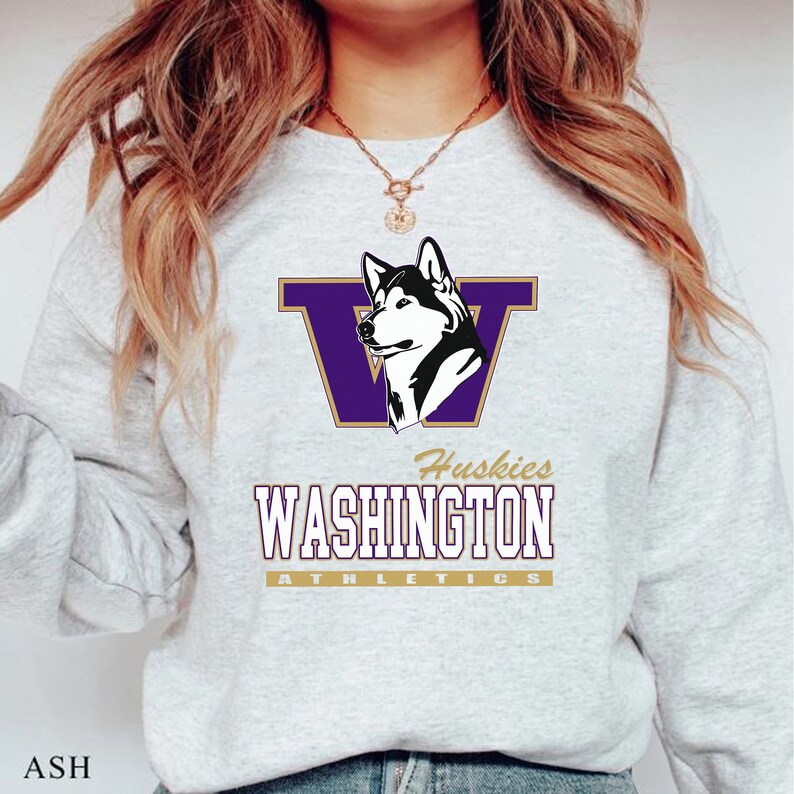 Athletic Ncaa Washington Huskies Logo Sweatshirt, College Football Sportswear
