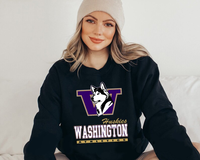 Athletic Ncaa Washington Huskies Logo Sweatshirt, College Football Sportswear - Image 3