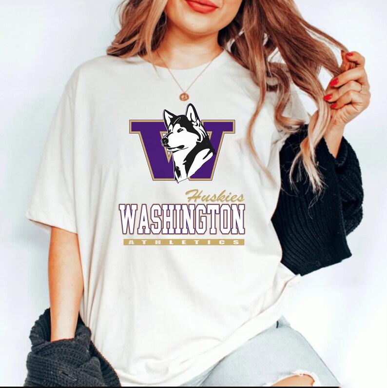 Athletic Ncaa Washington Huskies Logo Sweatshirt, College Football Sportswear - Image 4