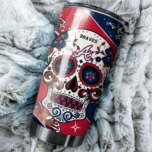 Atlanta Braves Bold Statement Skull MLB Tumbler with Custom Logo for Any Fan