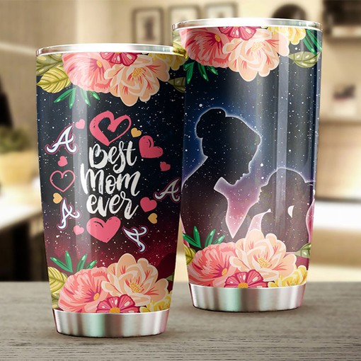 Atlanta Braves MLB Tumbler - Custom Flower Design for All Moms who Love Baseball with MLB Logo - Image 2