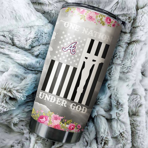 Atlanta Braves MLB Tumbler - "One Nation Under God" Design for Baseball Fans with Custom MLB Logo