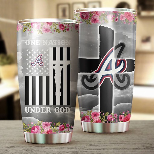 Atlanta Braves MLB Tumbler - "One Nation Under God" Design for Baseball Fans with Custom MLB Logo - Image 2