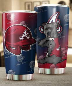 Atlanta Braves MLB Tumbler with Adorable Dog Design - Perfect Tumbler for Braves and Dog Lovers