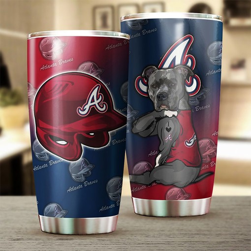 Atlanta Braves MLB Tumbler with Adorable Dog Design - Perfect Tumbler for Braves and Dog Lovers