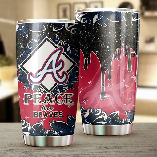 Atlanta Braves Peace and Love Edition MLB Tumbler - Baseball Mom Tumbler Ideas - Image 2