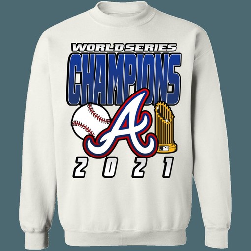 Atlanta Braves Retro MLB Crewneck Sweatshirt Hoodie Shirt - 2021 World Series Champions for Baseball Fans - Image 4