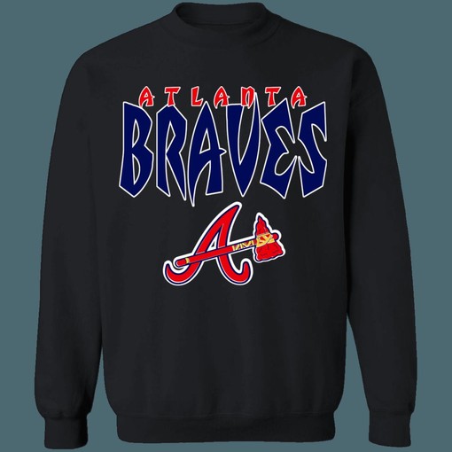 Atlanta Braves Vintage MLB Crewneck Sweatshirt Hoodie Shirt - Vintage Style - Image 2